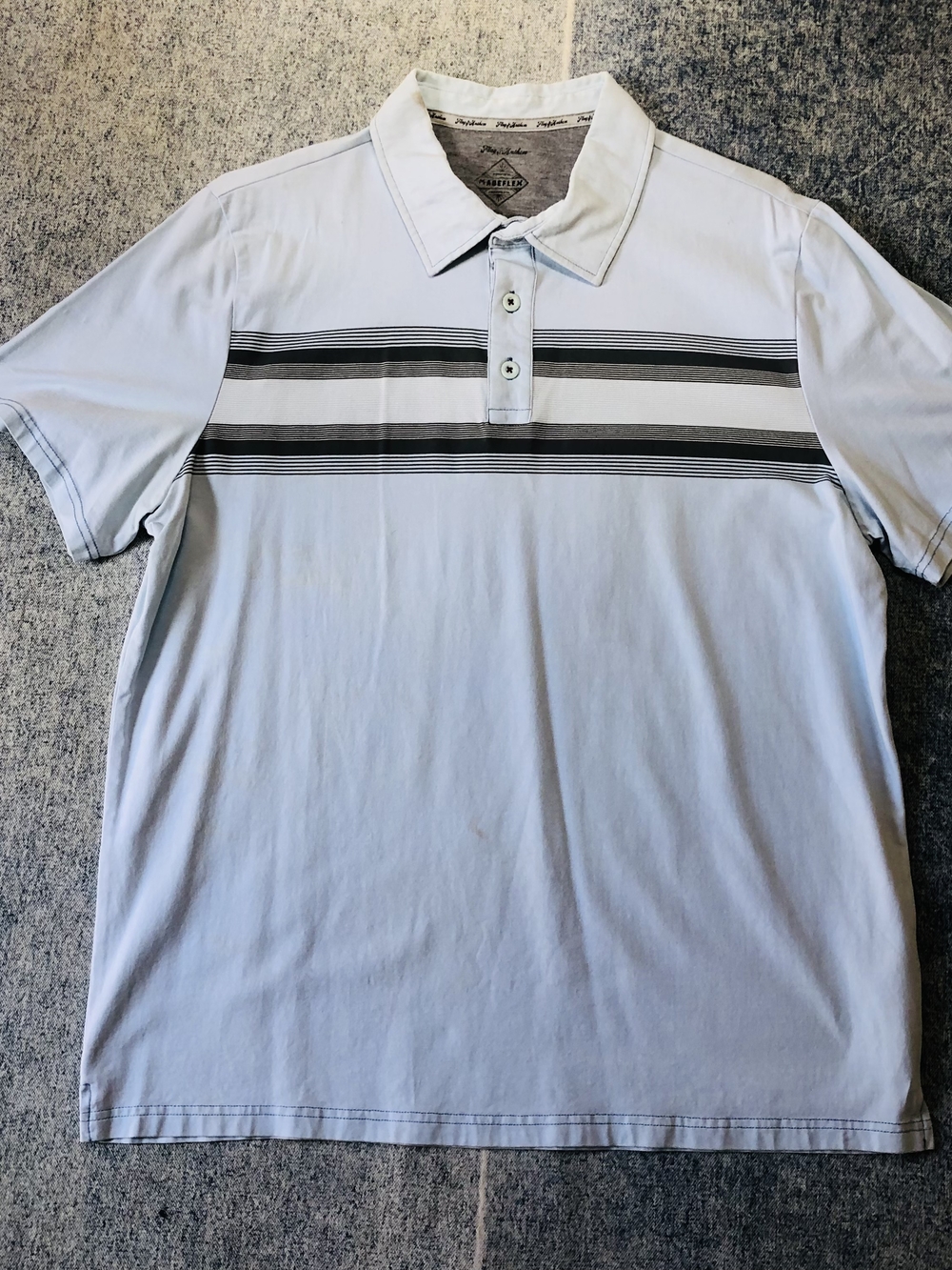 Men's Light Blue Polo with Chest Stripe Detail